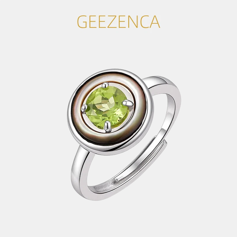 Birthstone Ring Set - GEEZENCA Anello Aperto Rotondo in Argento