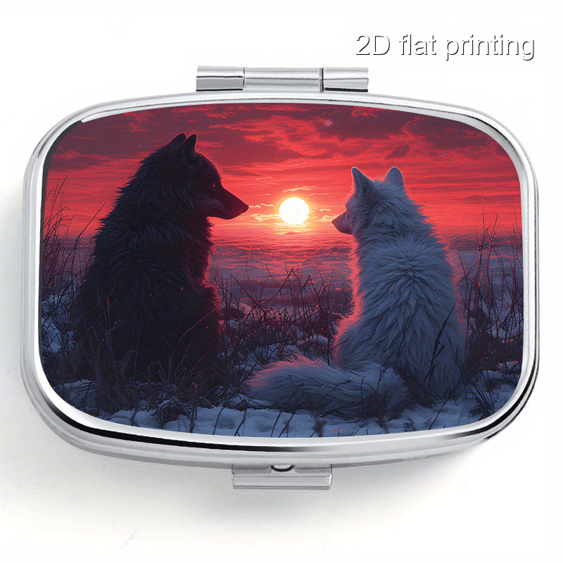 Wolf Jewelry & Watches Tampa - Confezione singola, portapillole portatile piatto con