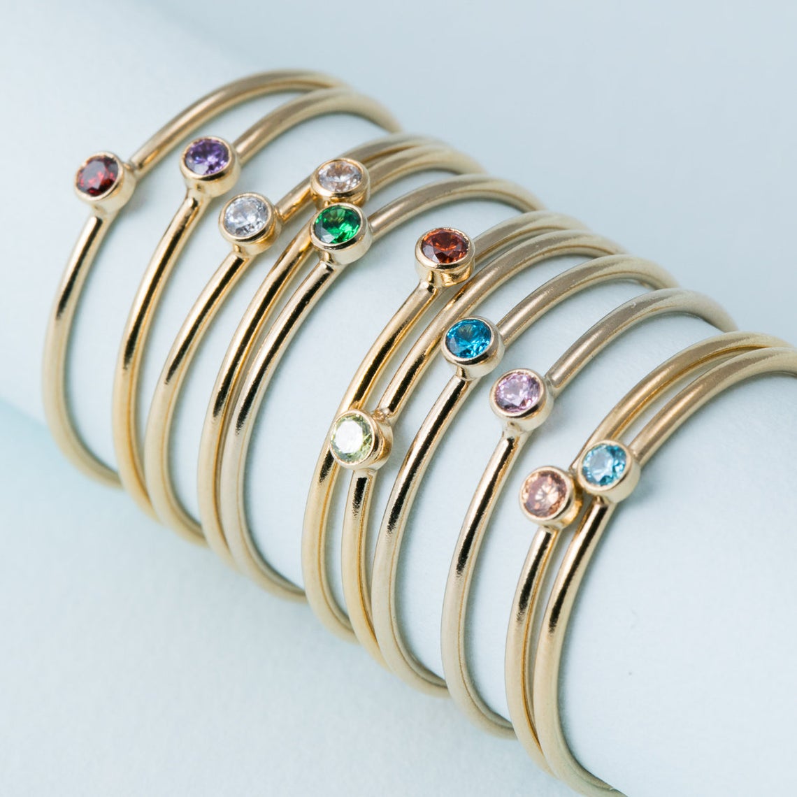 Birthstone Ring Set - Anello Birthstone anello Knuckle riempito in