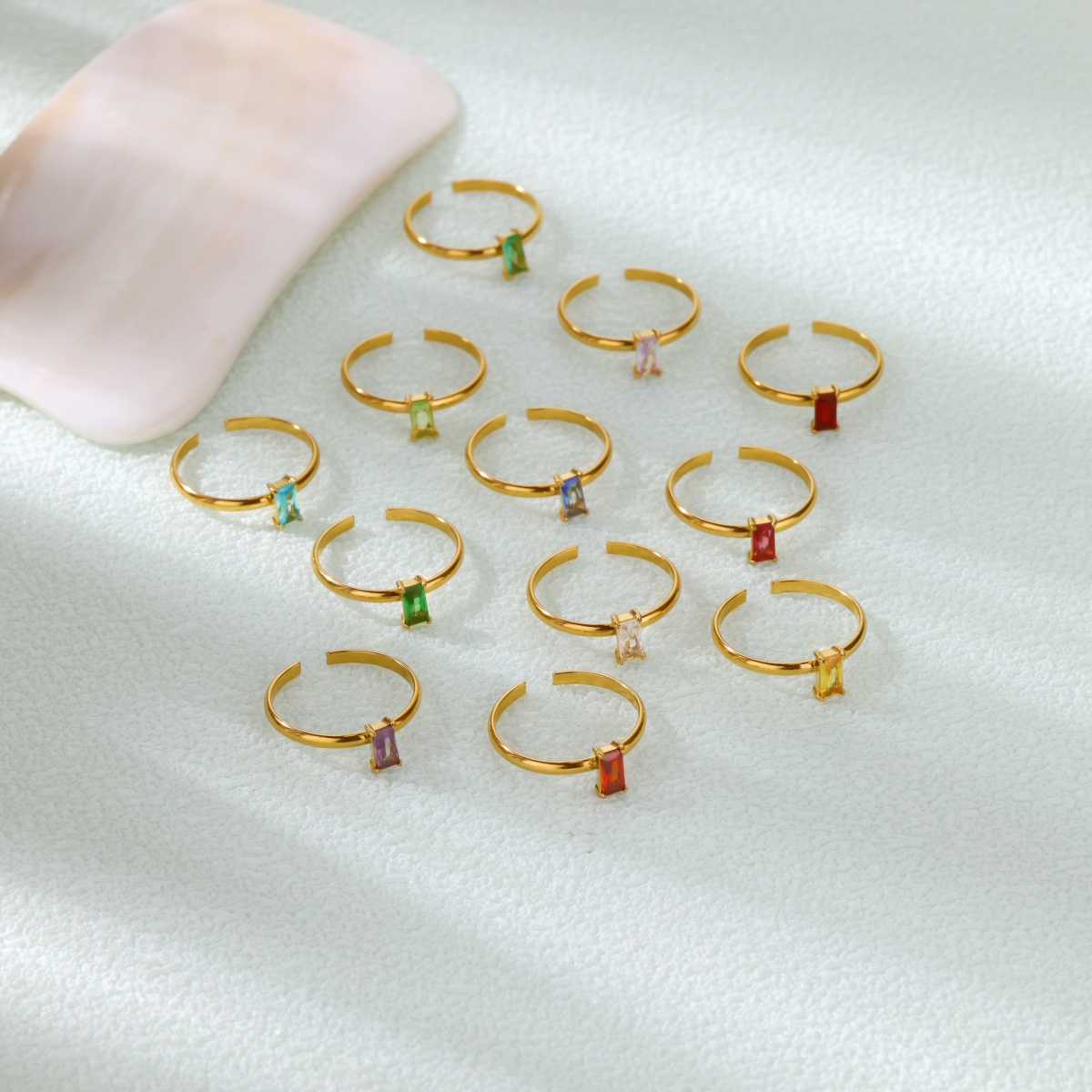Birthstone Ring Set - Anelli quadrati con zirconi viola per
