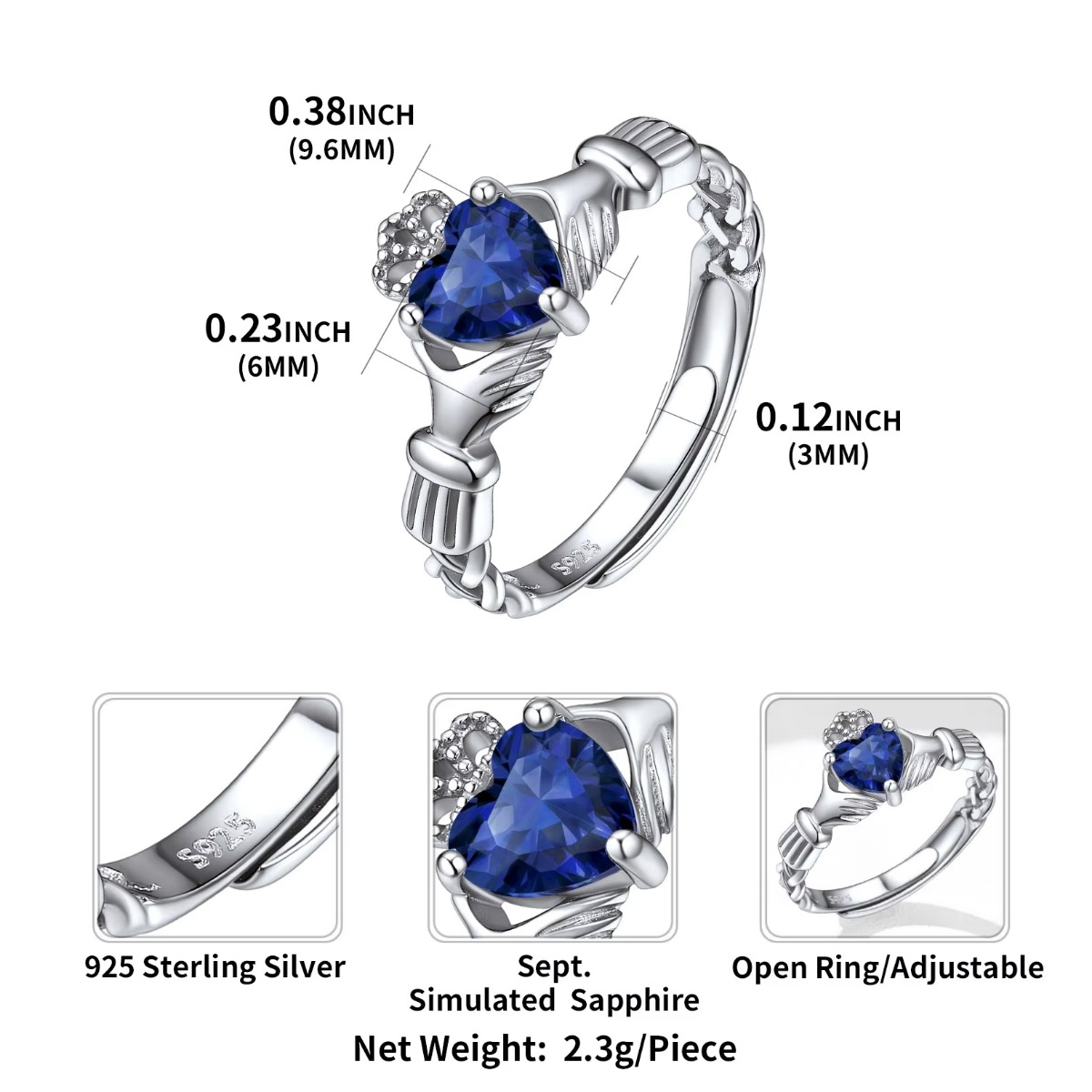 U7 3mm 925 Anelli Claddagh in  - Birthstone Ring Set recensione e prezzo