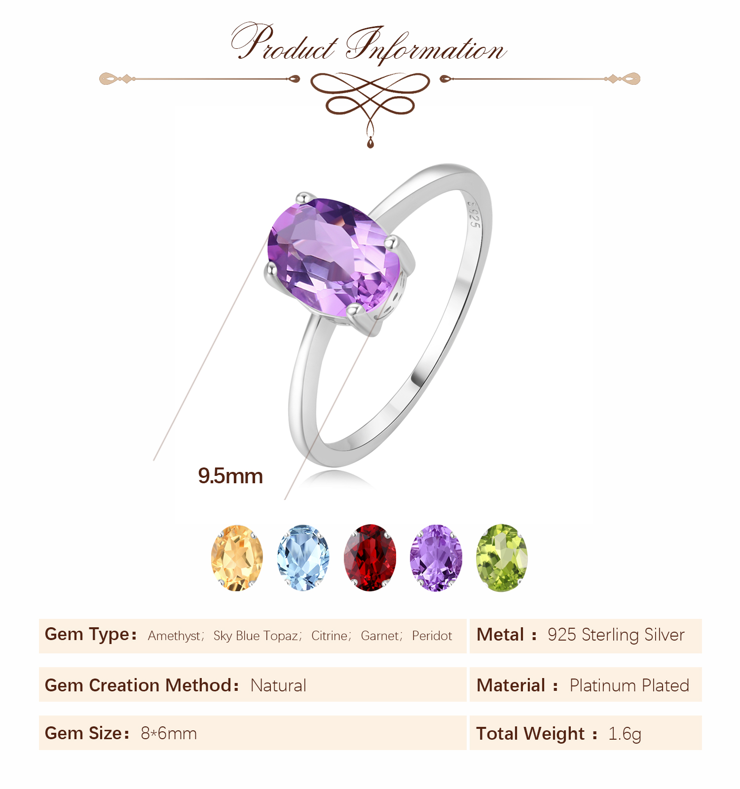 Anello Solitario da Donna in A - Birthstone Ring Set recensione e prezzo
